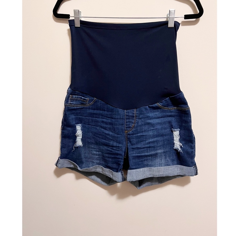 S.O.N.G. Cuffed Hem Distressed Jean Shorts M